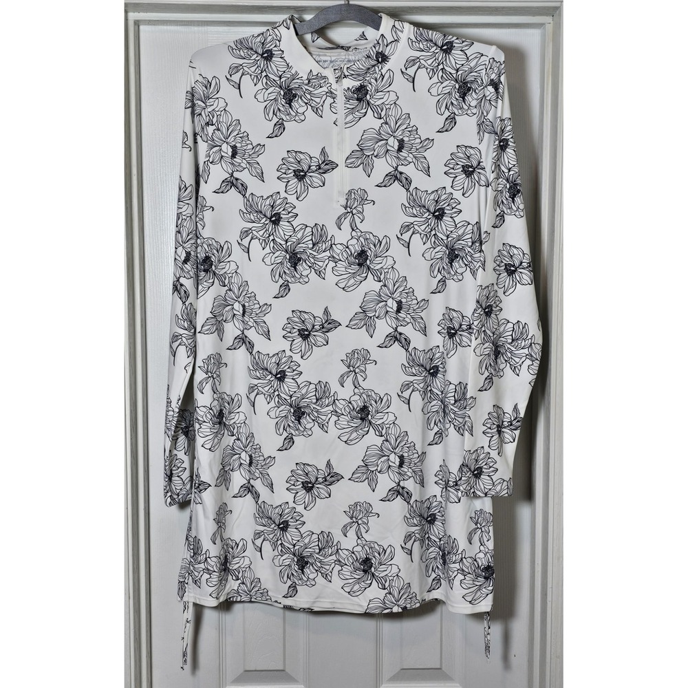 Coolibar Swim Top Women's Large Key Biscayne Ruche Peony UPF 50+ Cover Up‎